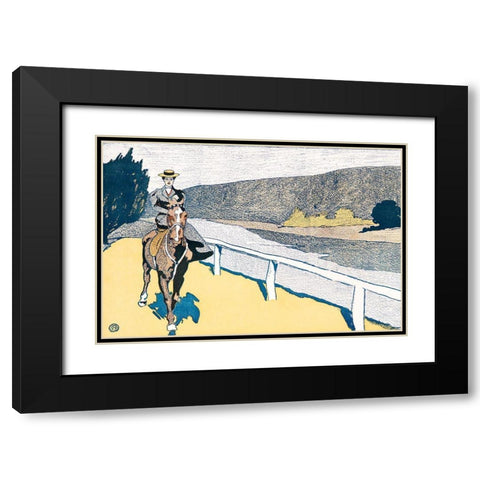Woman Riding a Horse Black Modern Wood Framed Art Print with Double Matting by Penfield, Edward