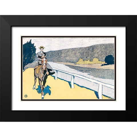 Woman Riding a Horse Black Modern Wood Framed Art Print with Double Matting by Penfield, Edward