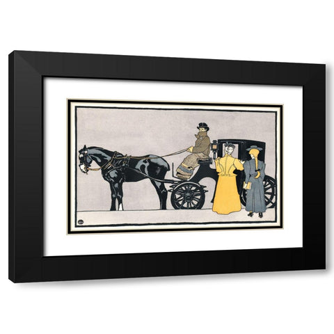 Horse Carriage Black Modern Wood Framed Art Print with Double Matting by Penfield, Edward