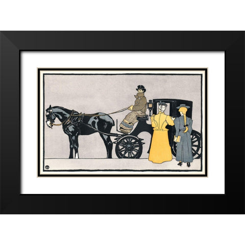 Horse Carriage Black Modern Wood Framed Art Print with Double Matting by Penfield, Edward
