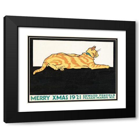 Merry Xmas 1921 Black Modern Wood Framed Art Print with Double Matting by Penfield, Edward