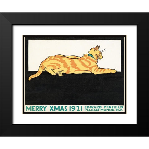 Merry Xmas 1921 Black Modern Wood Framed Art Print with Double Matting by Penfield, Edward