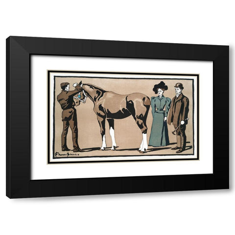 People and horse Black Modern Wood Framed Art Print with Double Matting by Penfield, Edward