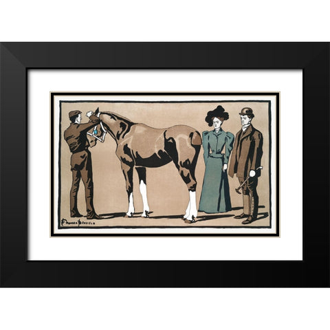 People and horse Black Modern Wood Framed Art Print with Double Matting by Penfield, Edward
