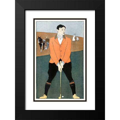 Golf Player 1898 Black Modern Wood Framed Art Print with Double Matting by Penfield, Edward