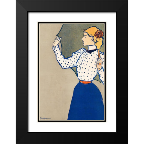 Woman Holding Open Umbrella 1897 Black Modern Wood Framed Art Print with Double Matting by Penfield, Edward