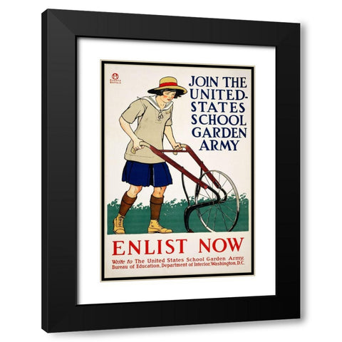 Join the United States School Garden Army Black Modern Wood Framed Art Print with Double Matting by Penfield, Edward