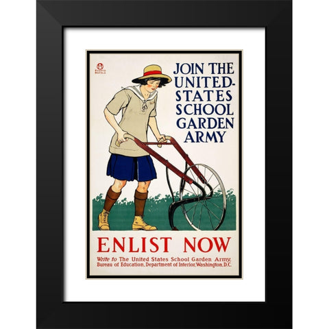 Join the United States School Garden Army Black Modern Wood Framed Art Print with Double Matting by Penfield, Edward
