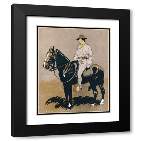 Soldier Riding a Horse Black Modern Wood Framed Art Print with Double Matting by Penfield, Edward
