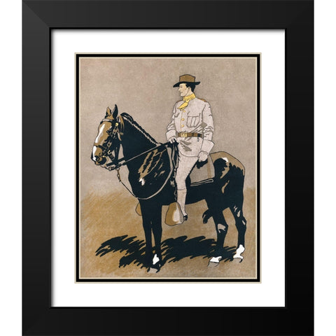 Soldier Riding a Horse Black Modern Wood Framed Art Print with Double Matting by Penfield, Edward