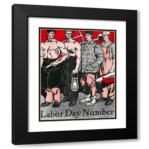 Labour Day Number Black Modern Wood Framed Art Print with Double Matting by Penfield, Edward