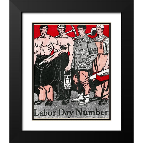 Labour Day Number Black Modern Wood Framed Art Print with Double Matting by Penfield, Edward