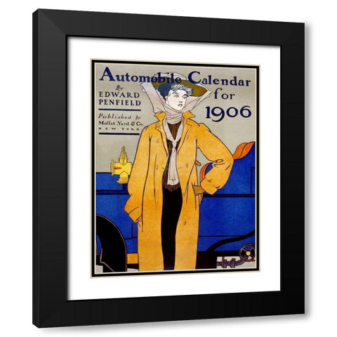 Automobile Calendar for 1906 Black Modern Wood Framed Art Print with Double Matting by Penfield, Edward
