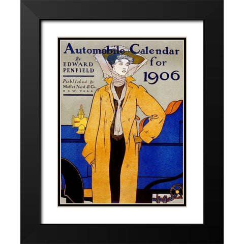 Automobile Calendar for 1906 Black Modern Wood Framed Art Print with Double Matting by Penfield, Edward