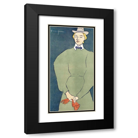 Woman holding gloves (1896) Black Modern Wood Framed Art Print with Double Matting by Penfield, Edward