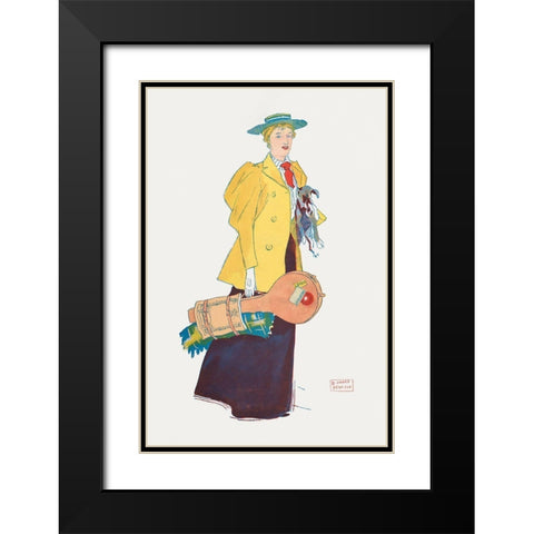 Woman holding dog and stuffs Black Modern Wood Framed Art Print with Double Matting by Penfield, Edward