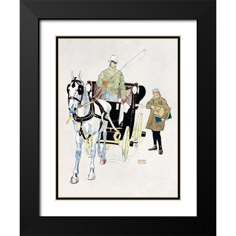 Vintage Carriage Black Modern Wood Framed Art Print with Double Matting by Penfield, Edward