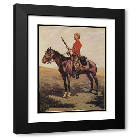 Cavalryman  Black Modern Wood Framed Art Print with Double Matting by Remington, Frederic