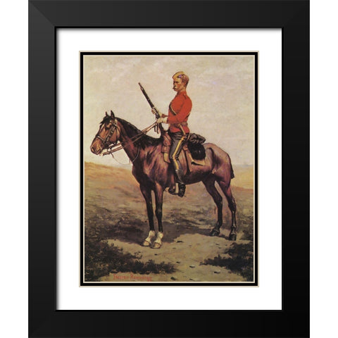 Cavalryman  Black Modern Wood Framed Art Print with Double Matting by Remington, Frederic