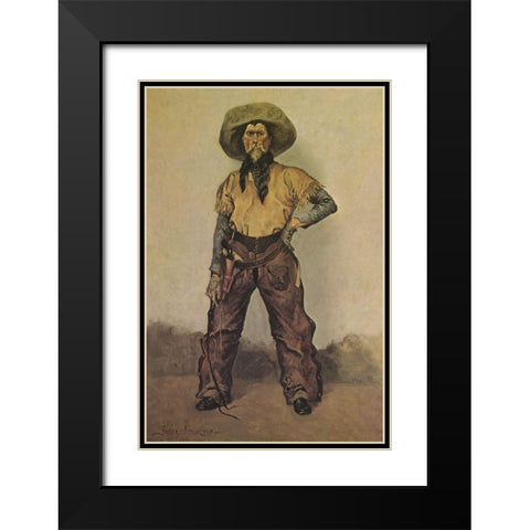 Cowboy Black Modern Wood Framed Art Print with Double Matting by Remington, Frederic