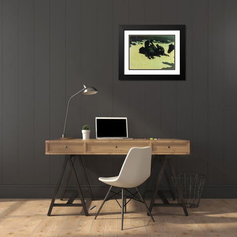 Hungry Moon Black Modern Wood Framed Art Print with Double Matting by Remington, Frederic