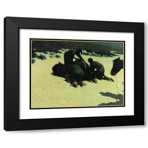 Hungry Moon Black Modern Wood Framed Art Print with Double Matting by Remington, Frederic