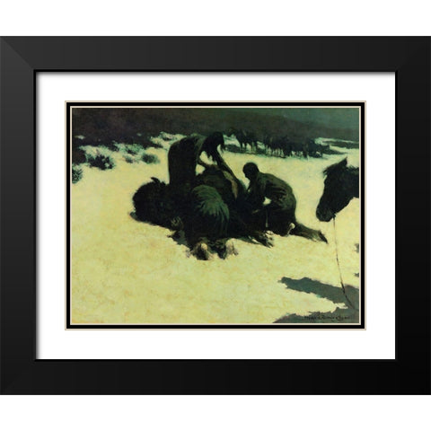 Hungry Moon Black Modern Wood Framed Art Print with Double Matting by Remington, Frederic