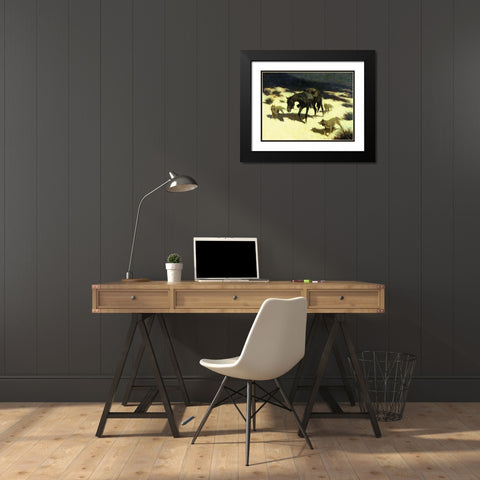The Last March Black Modern Wood Framed Art Print with Double Matting by Remington, Frederic