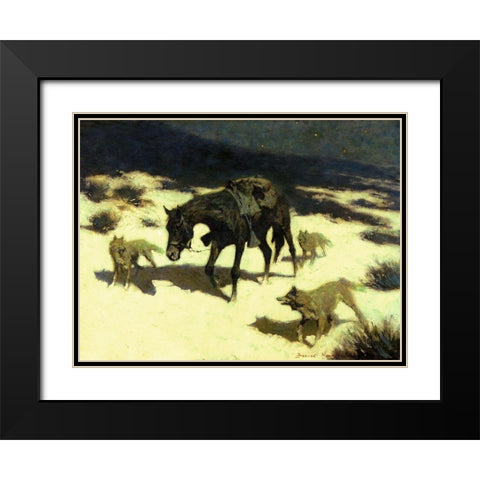 The Last March Black Modern Wood Framed Art Print with Double Matting by Remington, Frederic