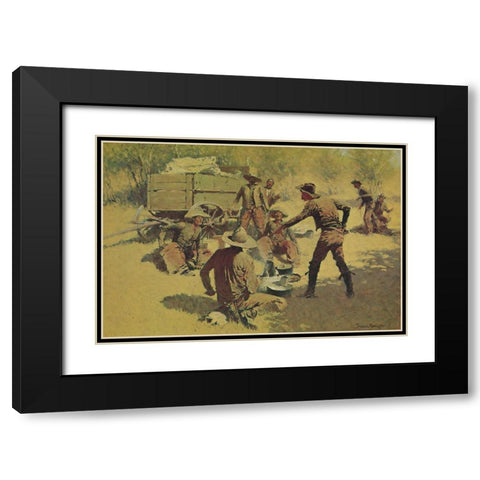The Quarrel Black Modern Wood Framed Art Print with Double Matting by Remington, Frederic