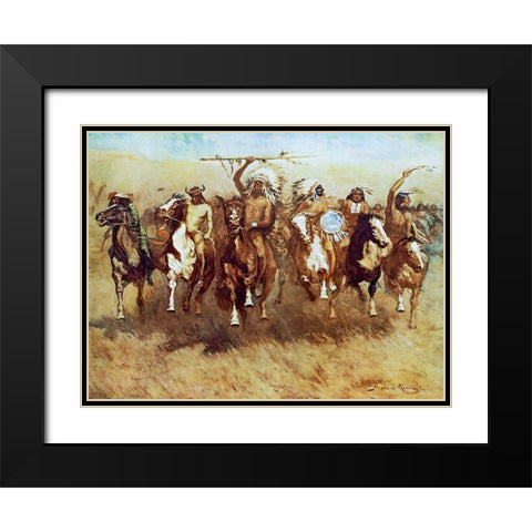 Victory Dance Black Modern Wood Framed Art Print with Double Matting by Remington, Frederic