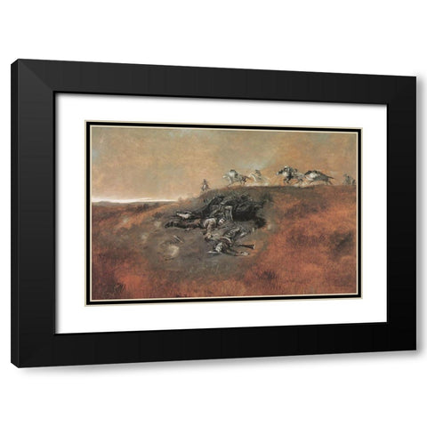 Close Quarters Black Modern Wood Framed Art Print with Double Matting by Russell, Charles Marion