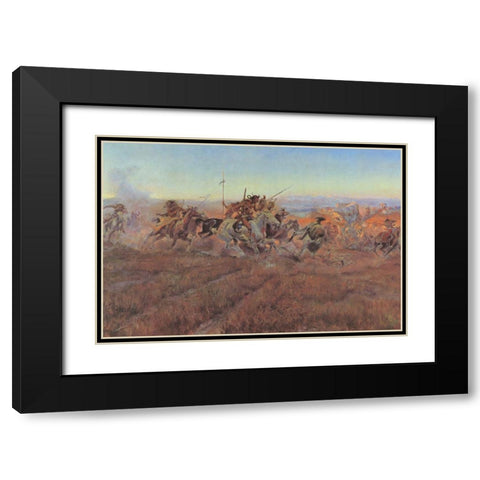 Jumped Black Modern Wood Framed Art Print with Double Matting by Russell, Charles Marion