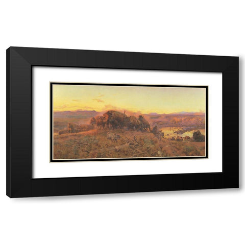 When The Land Belonged To God Black Modern Wood Framed Art Print with Double Matting by Russell, Charles Marion