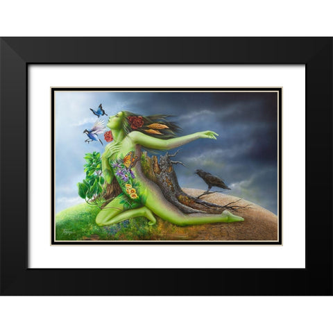 Mother Earth Flight For Restoration Black Modern Wood Framed Art Print with Double Matting by Ferraro