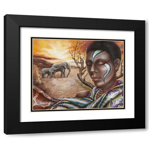 Tears of Africa Black Modern Wood Framed Art Print with Double Matting by Ferraro