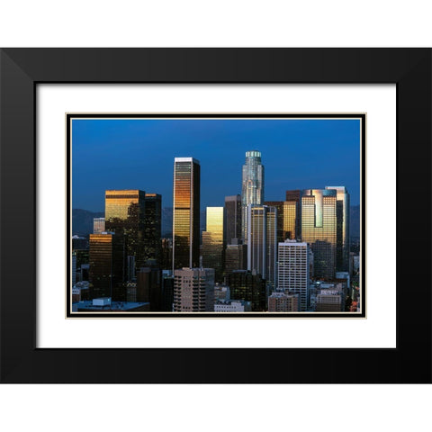 Skyline view of Los Angeles-California Black Modern Wood Framed Art Print with Double Matting by Highsmith, Carol