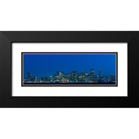 Night skyline of San Francisco from Treasure Island-California Black Modern Wood Framed Art Print with Double Matting by Highsmith, Carol
