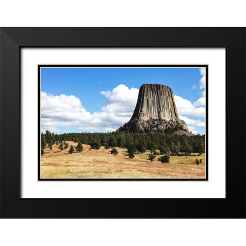 Americas first declared national monument-Devils Tower-Wyoming Black Modern Wood Framed Art Print with Double Matting by Highsmith, Carol