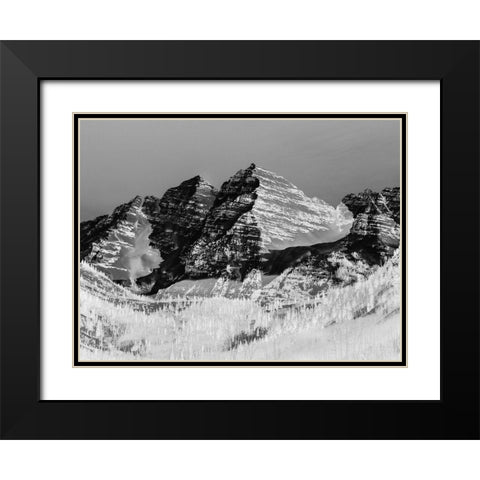 The Maroon Bells-Rocky Mountains-Aspen-Colorado-Black And White Black Modern Wood Framed Art Print with Double Matting by Highsmith, Carol