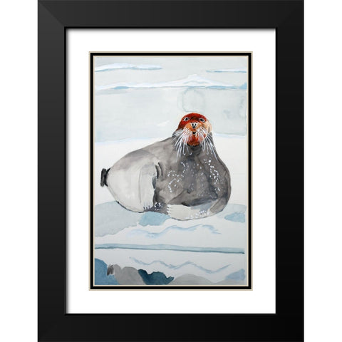 Bearded Seal Black Modern Wood Framed Art Print with Double Matting by Derr, Wynn