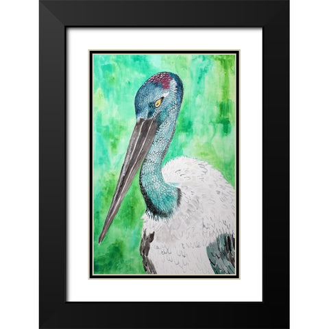 Black Necked Stork Black Modern Wood Framed Art Print with Double Matting by Derr, Wynn