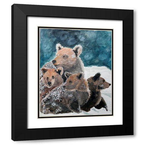 Frosty Bear Family Black Modern Wood Framed Art Print with Double Matting by Derr, Wynn