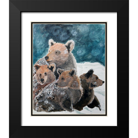 Frosty Bear Family Black Modern Wood Framed Art Print with Double Matting by Derr, Wynn