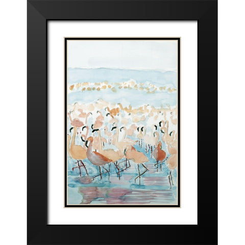 Lesser Flamingos Black Modern Wood Framed Art Print with Double Matting by Derr, Wynn