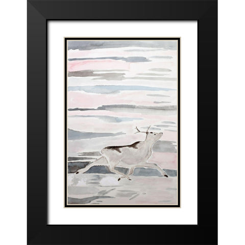 Peary Caribou Black Modern Wood Framed Art Print with Double Matting by Derr, Wynn