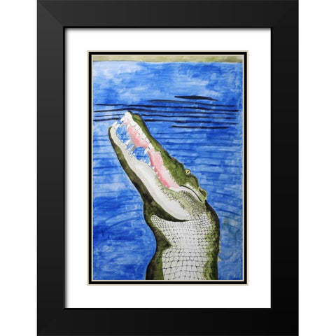 Saltwater Crocodile Black Modern Wood Framed Art Print with Double Matting by Derr, Wynn