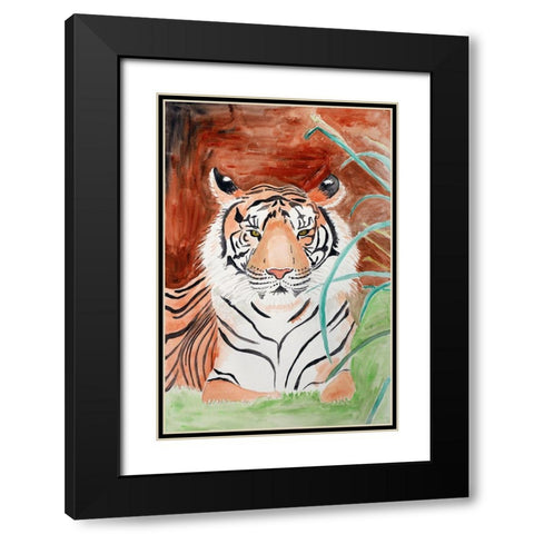 Sumatran Tiger Black Modern Wood Framed Art Print with Double Matting by Derr, Wynn
