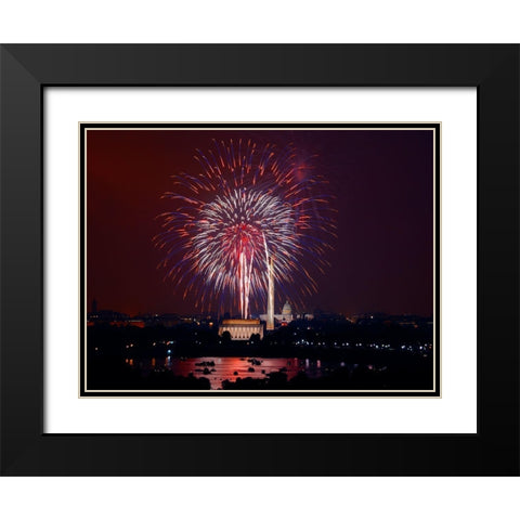 July 4th Fireworks Black Modern Wood Framed Art Print with Double Matting by Highsmith, Carol