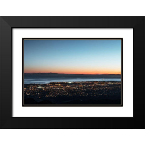 Dusk shot of Santa Barbara-California-and the Pacific shore Black Modern Wood Framed Art Print with Double Matting by Highsmith, Carol